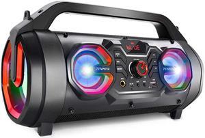 Portable Bluetooth Speaker with Subwoofer, Wireless Speakers with Booming Bass, FM Radio, RGB Lights, EQ, Stereo Sound, 10H Playtime, 30W Loud Speaker for Home, Outdoor, Party, Travel, Camping, Gifts