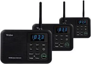 Intercoms Wireless for Home 1 Mile Range 22 Channel 100 Digital Code Display Screen, Wireless Intercom System for Home House Business Office, Room to Room Intercom Communication(3Stations Black)