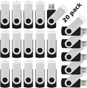 16GB Flash Drive USB Flash Drive 20 Pack Flash Drive 16 gb Flash Drive Thumb Drive Bulk USB Drive Swivel Pen Drive for Data Storage Black