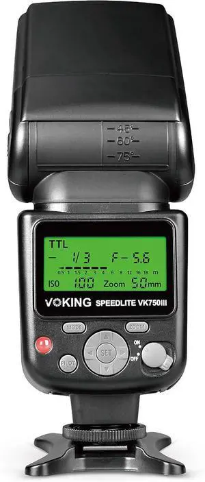 VK750III Remote TTL Speedlite Slave Mode Flash with LCD Display Compatible with DSLR Standard Hot Shoe Cameras EOS Rebel 4000D 5DS 5DSR 5S Mark IV 5D Mark III 6D 6D Mark II 7D 70D 77D 80D