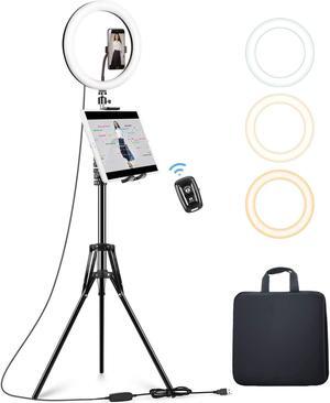 Ring Light with Tripod Stand (72 Tall) & iPad/Phone Holder, Dimmable Selfie Circle LED Lights Ringlight for Video Recording, Conference, Makeup, Laptop, Computer, Webcam, YouTube