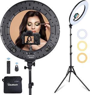 Ring Light - 18 inch 60 W Dimmable LED Ring Light Kit with Stand - Adjustable 3000-6000 K Color Temperature Lighting for Vlog, Makeup, YouTube, Camera, Photo, Video - Control with Remote