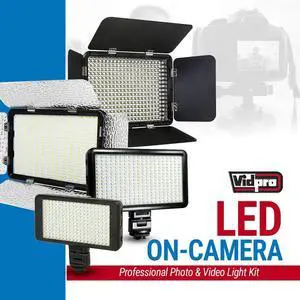 Vidpro LED-330 Photo and Video Light Kit - On Camera Panel LED Light - Adjustable and Dimmable Light Fits Cameras Video Camcorders and DLSR w/Hot Shoe Includes Rechargeable Battery Diffuser and More