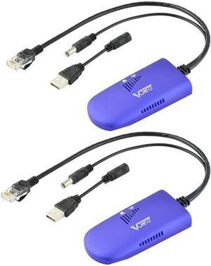 Industrial Mini 2.4GHz WiFi Bridge/Repeater/Hotspot Extender/WiFi to Wired/AP Signal Booster with 1 RJ45 Male (10/100Mbps) DC/USB Powered for DVR PLC Network Printer VAP11G-300(Two Units)