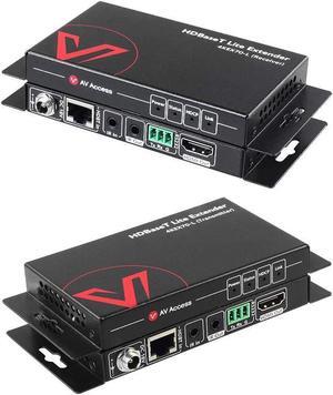 AV Access HDBaseT HDMI Extender Over Single Cat5e/6/6a/7 Ethernet Cable 4K@60Hz 130ft, 1080P@60Hz 230ft, Supports CEC, Bi-Directional PoE, IR and RS232 Pass Through, EDID, HDCP 2.2 (4KEX70-L)