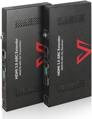 HDMI Extender 4K@60Hz 4:4:4 HDR10 Over Cat5e/6/6a/7 Cable, 4K HDBaseT Extender, Audio Return Channel, S/PDIF Audio Pass Through, HDMI 2.0, HDCP2.2, CEC, PoE & Dual IR, RS232, Atmos & DTS:X