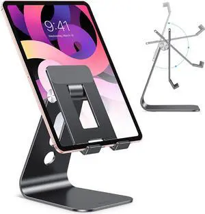 Adjustable Tablet Stand for Desk Upgraded Longer Arms for Greater Stability T2 Tablet Holder with Hollow Design for Bigger Sized Phones and Tablets Such as iPad Pro/Air/Mini Black