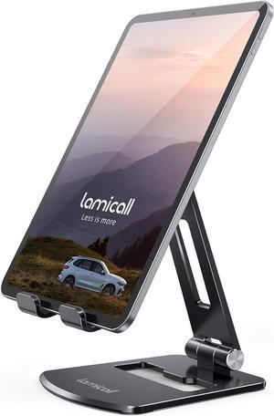 Tablet Stand Foldable Holder - Adjustable Tablet Dock for 4.7 - 13 Tablet Such as iPad Pro 11/10.5/12.9 Mini Air Galaxy Tabs Kindle Black
