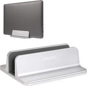 Vertical Laptop Stand Aluminum Laptop Holder Desktop Stand with Adjustable Dock Size (up to 17.3 inches) Compatible with All MacBook/Surface//Gaming Laptops (Silver)