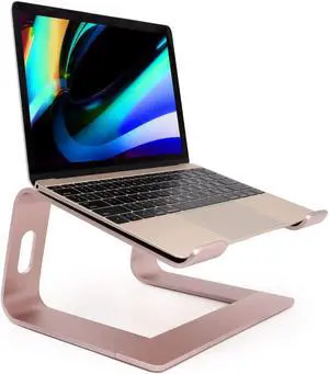 Ergonomic Aluminum Laptop Mount | Computer Stand & Holder - Compatible with MacBook HP    & More (10-17.3 Laptops) - Rose Gold