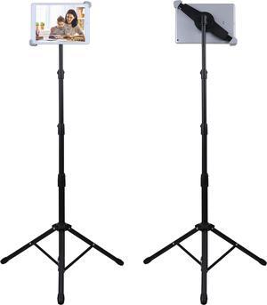 Ipad Tripod Stand Height Adjustable Ipad Stand Floor & Ipad Stand Holder with 360° Rotating Tablet Holder Mount for Ipad Pro 12.9 Ipad Air 10.5 and More 10 to 14 Tablets