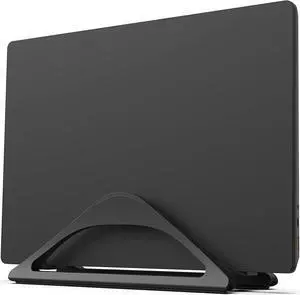 HumanCentric Vertical Laptop Stand for Desks in Matte Black, Upright Adjustable Holder to Dock Apple MacBook, MacBook Pro, and Other Laptops to Organize Work & Home Office, Automatic Grip