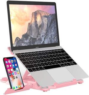 Laptop Stand for Desk,Ergonomic Adjustable Computer Stand Riser,Portable Notebook Holder Mount Tablet Elevator with Heat-Vent&Phone Stand for MacBook,Dell,Thinkpad,More 10-15.6" Laptop-Pink