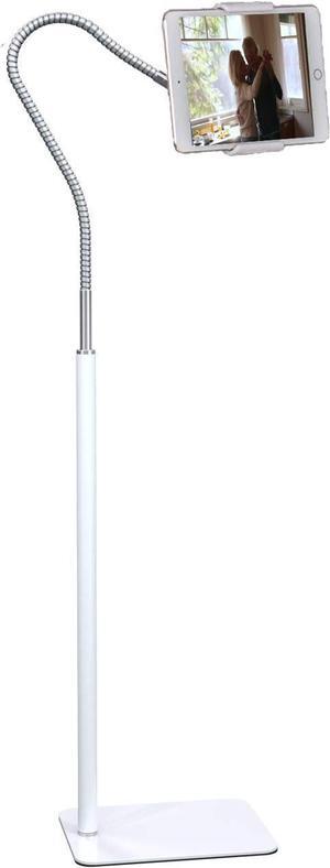 Tablet Floor Stand with Flexible Gooseneck and Stable Aluminum Base Suitable for 3.5 - 10.6 Smart Phone & Tablet White