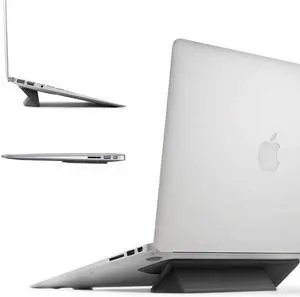 Ringke Laptop Stand Anti-Slide Smart Folding Portable Slim and Weightless Adhesive Stand for Laptop, iPad, Tablet, and More - Black