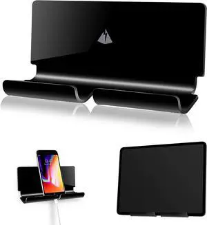 Adhesive Wall Tablet Holder Mount Stand for Tablet Smartphones eReader Wall Holder Mount (Black)