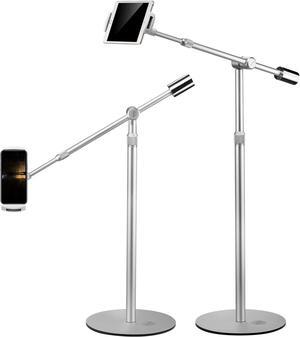 Aluminum Tablet Floor Stand 360° Flexible Height Adjustable Cell Phone Holder Mount for iPad, iPhone, ,  and More 4.7-11 inch Devices, Good for Bed, Kitchen, Office