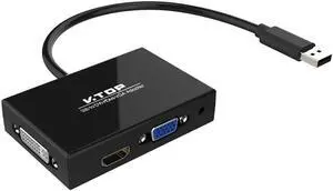 USB 3.0 to HDMI-DVI-VGA Video Graphics Card Adapter for Multiple Monitors-Add HDMI and DVI-D or HDMI and VGA (Compatible for Windows 10, 8.1, 7, XP)