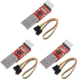 3Pcs CP2102 USB 2.0 to TTL 5Pin Serial Adapter USB to TTL Serial Converter Module for UART STC 3.3V and 5V with Dupont Wire (USB 2.0 to TTL CP2102)