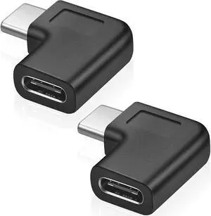 USB C Right Angle Adapter 90 Degree USB C to USB Type-C Male to Female Adapter Convertor Extension for Laptop & Tablet & Mobile Phone (2 Pack).
