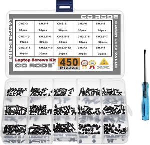 CO-RODE 450pcs M2 M2.5 M3 Laptop Computer Screws Kit Set for SSD IBM HP Dell Lenovo Samsung Sony Toshiba Gateway Acer Hard Drive SATA, (15-Size)