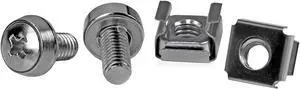 com M6 Screws and Cage Nuts - 50 Pack - M6 Mounting Screws and Cage Nuts for Server Rack and Cabinet - Silver (CABSCREWM62), 50-M6 Silver Cage Nuts and Mounting Screws