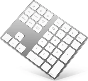 Bluetooth Number Pad, Rechargeable Wireless Numeric Keypad Slim 34-Keys Aluminum Number Keypad External Data Entry Compatible for Laptop Bluetooth Number Pad, Rechargeable Wireless Numeric Keypad Slim 34-Keys Aluminum Number Keypad External Data Entry Compatible for Laptop
