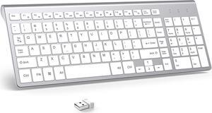 JOYACCESS J Wireless Keyboard, 2.4G Slim and Compact Wireless Keyboard with Numeric Keypad for Laptop, MacBook air, Apple, Computer, PC-Sliver&White