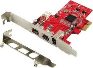 PEX-FW107 1394b & 1394a 3-Port PCI Express (PCIe) Low Profile FireWire Host Adapter Card - TI XIO2213 Chipset PEX-FW107 1394b & 1394a 3-Port PCI Express (PCIe) Low Profile FireWire Host Adapter Card - TI XIO2213 Chipset
