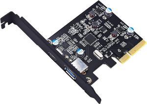 TOTOVIN PCI-E PCI Express to USB 3.1 Gen 2 (10 Gbps) Type A+Type C Expansion Card Asmedia Chipset for Windows 7/8/8.1/10/Linux Kernel (Type A+Type C)