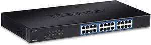 TRENDnet 24-Port Unmanaged Gigabit 10/100/1000 Mbps GREENnet Metal Housing Switch, 48 Gbps Switching Fabric, Fanless, Rack Mountable, TEG-S24G