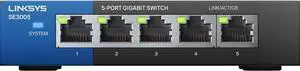 Linksys SE3005: 5-Port Gigabit Ethernet Unmanaged Switch, Computer Network, Auto-Sensing Ports Maximize Data Flow for up to 1,000 Mbps (Black, Blue)