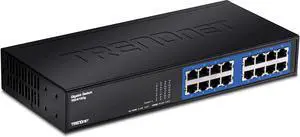 Xiaogan - TEG-S16DG 16-Port Unmanaged Gigabit GREENnet Desktop Metal Switch, TEG-S16DG, Ethernet Splitter, Ethernet/Network Switch, 16 x 10/100/1000 RJ-45 Ports, 32 Gbps Forwarding Capacity, Lifetime