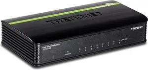 TRENDnet 8-Port Unmanaged 10/100 Mbps GREENnet Ethernet Desktop Switch, TE100-S8, 8x10/100 Mbps Ethernet Ports, 1.6 Gbps Switching Capacity, Plastic Housing, Network Ethernet Switch, Plug & Play Black