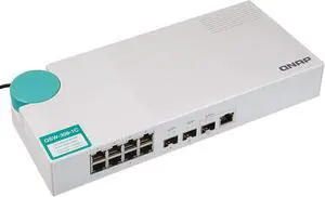 QNAP QSW-308-1C 10GbE Switch, with 3-Port 10G SFP+ (One 10GbE SFP+/RJ45 Combo Port) and 8-Port Gigabit Unmanaged Switch