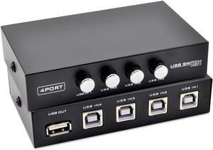 OLLGEN 4 Port USB 2.0 Sharing Manual Switch Box Hub 4 PCS Share Switcher 1 USB Device for Printer Scanner Camera Keyboard (4 Port)