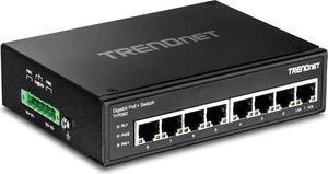 TRENDnet 8-Port Hardened Industrial Unmanaged Gigabit PoE+ DIN-Rail Switch, TI-PG80, 200W Full PoE+ Power Budget, 16 Gbps Switching Capacity, IP30 Rated Network Switch, Lifetime Protection, Black