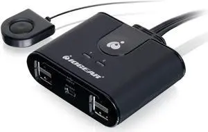 IOGEAR USB 2.0 2x4 Peripheral Switching Hub - 2 PC Share To 4 USB Devices - Up To 480Mbps - Mobile Devices Charging - Mouse/Keyboard - Printer - Scanner - EX HD - LED Indicators w/Remote - GUS402