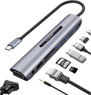 USB C Hub HDMI VGA Adapter-[Upgraded] VEOOVE 9 Port USB Type C to HDMI 4K for Samsung Dex Station for Galaxy S20/S21/S23 Note 20/10, Compatible with MacBook Pro/Air 2021/2019 More(Space Grey)