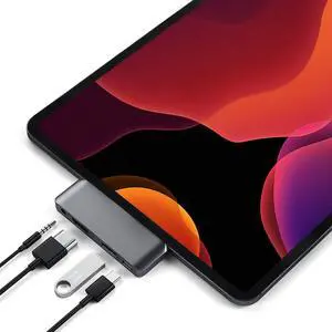 Satechi Type-C Mobile Pro Hub Adapter with USB-C PD Charging, 4K HDMI, USB 3.0 & 3.5mm Headphone Jack for M2/ M1 iPad Pro, M1 iPad Air, iPad mini and More (Space Gray) Satechi Type-C Mobile Pro Hub Adapter with USB-C PD Charging, 4K HDMI, USB 3.0 & 3.5mm Headphone Jack for M2/ M1 iPad Pro, M1 iPad Air, iPad mini and More (Space Gray)