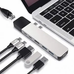 HyperDrive USB C Hub, NET 6-in-2 for MacBook Pro Air, Multi-Port USB-C Dongle, Gigabit Ethernet, 40Gbps 100W, 5Gbps 60W, 4K30Hz HDMI HyperDrive USB C Hub, NET 6-in-2 for MacBook Pro Air, Multi-Port USB-C Dongle, Gigabit Ethernet, 40Gbps 100W, 5Gbps 60W, 4K30Hz HDMI
