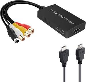 SVideo to HDMI Converter S-Video and 3RCA CVBS Composite to Audio Video Converter Support 1080P/ 720P Compatible with PC Laptop Xbox PS3 DVD Playe (S-Video and 3RCA is Female