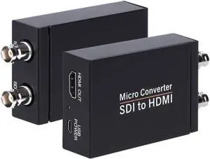 SDI to HDMI Converter Support 3G-SDI HD-SDI SD-SDI Auto Format Detection and Stereo Audio De-embedder SDI Loopout (Black)