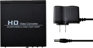 Scart Hdmi to Hdmi Video Converter Box 1080p Scaler 3.5mm Coaxial Audio Output for Game Consoles DVD