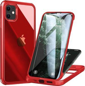UBUNU for iPhone 12/ iPhone 12 Pro Case with Screen Protector Built in Tempered Glass 2024 Upgraded Dual Layer Full Body Protective Clear Phone Case for iPhone 12/ iPhone 12 Pro 6.1 inch, Red
