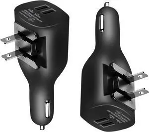 2Pack USB Car Charger 2-in-1 Portable With Foldable Plug Wall Charger for iPhone X XR XS 7 8 Plus Note 8 9 Galaxy S8 S9 Plus LG Pixel