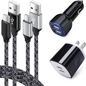 Type C Charger for LG G8 G9 G7 V60 V50 V40 V35 V30 ThinQ Stylo 6 5 4, Samsung Galaxy S25 S24 S23 S22 S21 S20 Ultra A16 5G A15 A14 A35 A55 A54, Charging Block, Car Adapter, USB C Fast Charging Cables