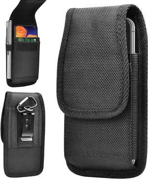 for  Galaxy S25 Ultra S24 S23 S22 S21 S20 FE S10 S9 A03S A20 A50 A51 A16 A15 A14 A10e Holster Nylon Cell Phone Pouch Belt Holder Carrying Case with Clip Black