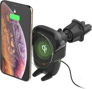 Auto Sense Qi Wireless Car Charger - Automatic Clamping Wireless Charging CD Slot & Air Vent Phone Mount Combo for Google Pixel iPhone  Galaxy  LG and other Smartphones
