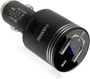 Car Carbon Monoxide Detector, Dual USB Car Adapter LED Display, Fast Car Charger, Quick Charge 3.0 Adapter, Car CO Alarm Detector